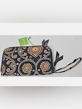 Vera Bradley Black Wallet with Brown and Cream Paisley Print